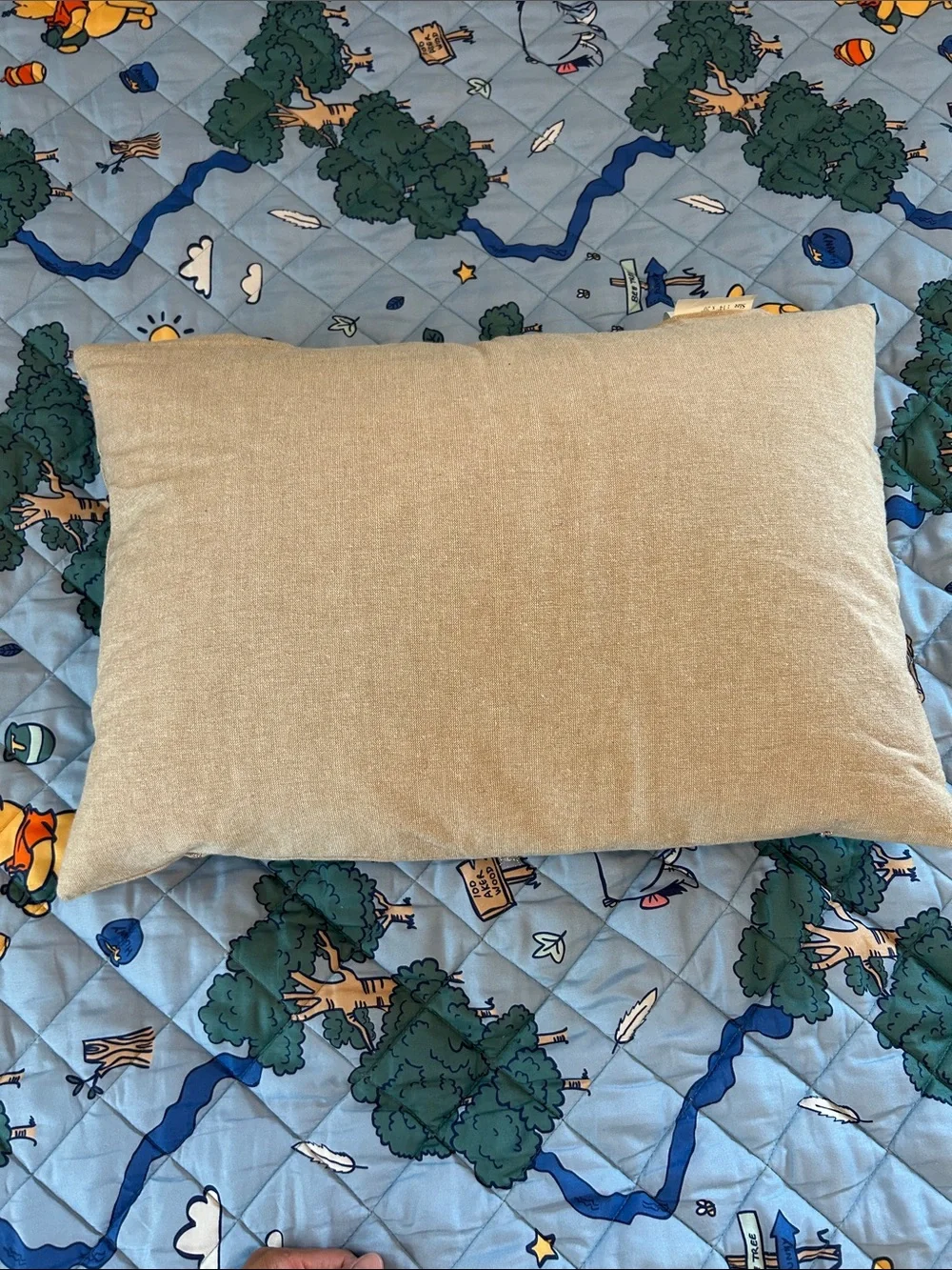 Beige Embellished Holiday Pillow with Metallic Accents